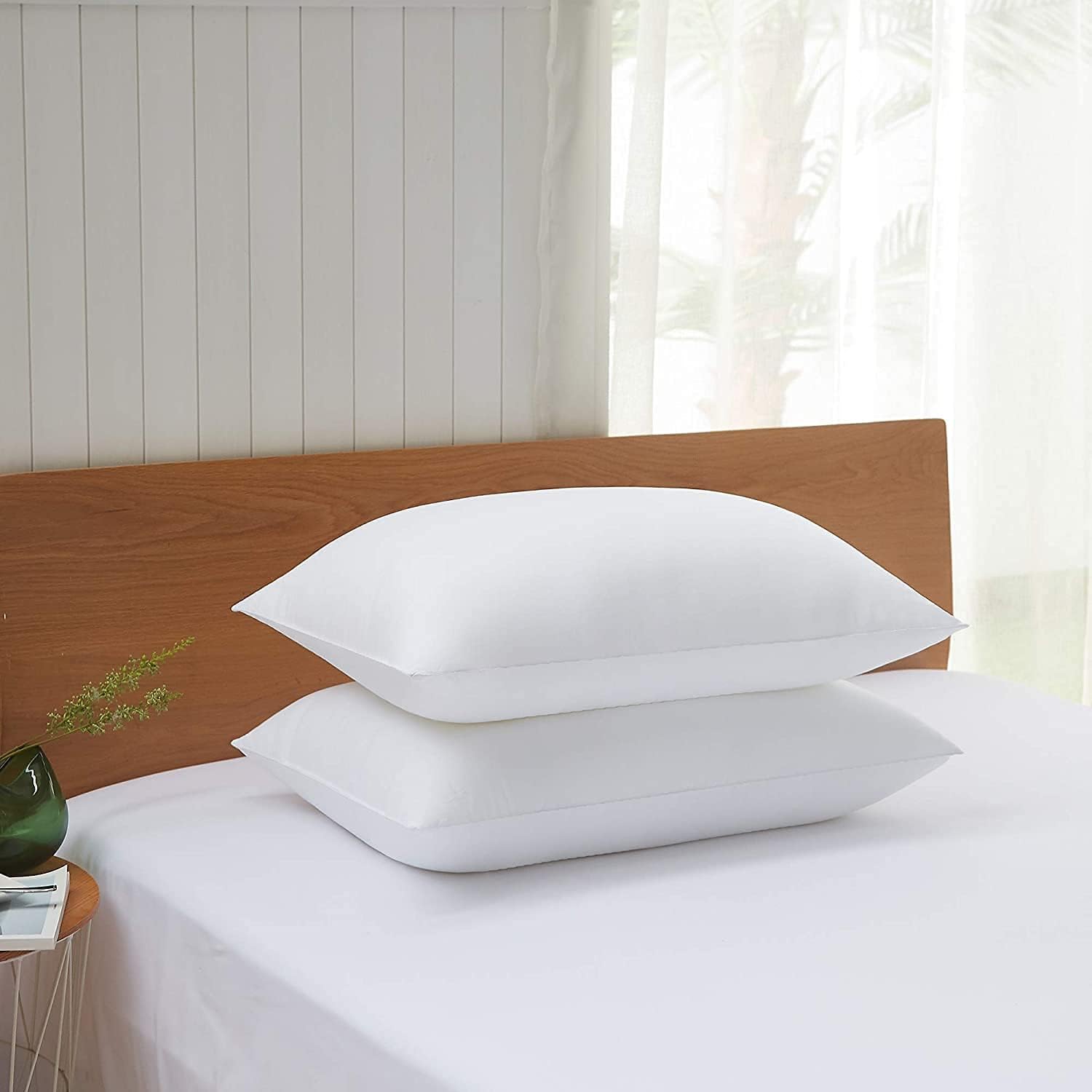 Deep Sleep Plain White Filled Bed Pillow Pair ( 2 Pack)